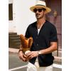 imagePJ PAUL JONES Mens Polo Shirt Short Sleeve Casual Knit Textured Button Down Polo Shirts with PocketBlackno Pocket