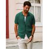 imagePJ PAUL JONES Mens Polo Shirt Short Sleeve Casual Knit Textured Button Down Polo Shirts with PocketGreenno Pocket