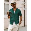 imagePJ PAUL JONES Mens Polo Shirt Short Sleeve Casual Knit Textured Button Down Polo Shirts with PocketGreenno Pocket