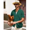 imagePJ PAUL JONES Mens Polo Shirt Short Sleeve Casual Knit Textured Button Down Polo Shirts with PocketGreenno Pocket