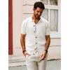 imagePJ PAUL JONES Mens Polo Shirt Short Sleeve Casual Knit Textured Button Down Polo Shirts with PocketWhiteno Pocket