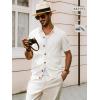 imagePJ PAUL JONES Mens Polo Shirt Short Sleeve Casual Knit Textured Button Down Polo Shirts with PocketWhiteno Pocket