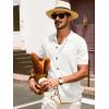 imagePJ PAUL JONES Mens Polo Shirt Short Sleeve Casual Knit Textured Button Down Polo Shirts with PocketWhiteno Pocket