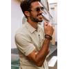 imagePJ PAUL JONES Mens Short Sleeve Cotton Shirts Lightweight Button Down Shirt Casual Summer Shirts for MenBeige