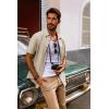 imagePJ PAUL JONES Mens Short Sleeve Cotton Shirts Lightweight Button Down Shirt Casual Summer Shirts for MenBeige
