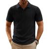 imagePJ PAUL JONES Mens Casual Knit Polo Shirt Short Sleeve Collared Stretchy Golf ShirtsBlack