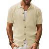 imagePJ PAUL JONES Mens Polo Shirt Short Sleeve Casual Knit Textured Button Down Polo Shirts with PocketApricotno Pocket