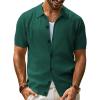 imagePJ PAUL JONES Mens Polo Shirt Short Sleeve Casual Knit Textured Button Down Polo Shirts with PocketGreenno Pocket