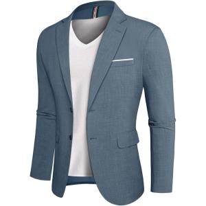 imagePJ PAUL JONES Mens Blazer Jackets Lightweight Casual Suits Stylish Sport Jacket for MenLight Blue