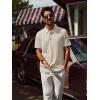 imagePJ PAUL JONES Mens Polo Shirts Short Sleeve Textured Casual Stylish Classic Button Polo T Shirt Stretchy Collared Golf ShirtsApricot