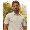imagePJ PAUL JONES Mens Polo Shirts Short Sleeve Textured Casual Stylish Classic Button Polo T Shirt Stretchy Collared Golf ShirtsApricot