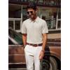 imagePJ PAUL JONES Mens Polo Shirts Short Sleeve Textured Casual Stylish Classic Button Polo T Shirt Stretchy Collared Golf ShirtsApricot