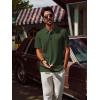 imagePJ PAUL JONES Mens Polo Shirts Short Sleeve Textured Casual Stylish Classic Button Polo T Shirt Stretchy Collared Golf ShirtsArmy Green