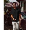 imagePJ PAUL JONES Mens Polo Shirts Short Sleeve Textured Casual Stylish Classic Button Polo T Shirt Stretchy Collared Golf ShirtsBlack