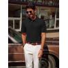 imagePJ PAUL JONES Mens Polo Shirts Short Sleeve Textured Casual Stylish Classic Button Polo T Shirt Stretchy Collared Golf ShirtsBlack