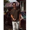 imagePJ PAUL JONES Mens Polo Shirts Short Sleeve Textured Casual Stylish Classic Button Polo T Shirt Stretchy Collared Golf ShirtsCoffee