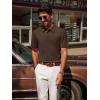imagePJ PAUL JONES Mens Polo Shirts Short Sleeve Textured Casual Stylish Classic Button Polo T Shirt Stretchy Collared Golf ShirtsCoffee