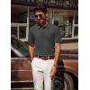 imagePJ PAUL JONES Mens Polo Shirts Short Sleeve Textured Casual Stylish Classic Button Polo T Shirt Stretchy Collared Golf ShirtsDark Gray