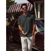 imagePJ PAUL JONES Mens Polo Shirts Short Sleeve Textured Casual Stylish Classic Button Polo T Shirt Stretchy Collared Golf ShirtsDark Gray