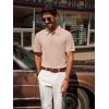 imagePJ PAUL JONES Mens Polo Shirts Short Sleeve Textured Casual Stylish Classic Button Polo T Shirt Stretchy Collared Golf ShirtsKhaki