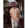 imagePJ PAUL JONES Mens Polo Shirts Short Sleeve Textured Casual Stylish Classic Button Polo T Shirt Stretchy Collared Golf ShirtsKhaki