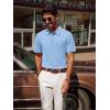 imagePJ PAUL JONES Mens Polo Shirts Short Sleeve Textured Casual Stylish Classic Button Polo T Shirt Stretchy Collared Golf ShirtsLight Blue