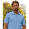 imagePJ PAUL JONES Mens Polo Shirts Short Sleeve Textured Casual Stylish Classic Button Polo T Shirt Stretchy Collared Golf ShirtsLight Blue