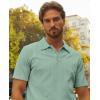 imagePJ PAUL JONES Mens Polo Shirts Short Sleeve Textured Casual Stylish Classic Button Polo T Shirt Stretchy Collared Golf ShirtsLight Green