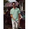 imagePJ PAUL JONES Mens Polo Shirts Short Sleeve Textured Casual Stylish Classic Button Polo T Shirt Stretchy Collared Golf ShirtsLight Green