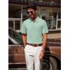 imagePJ PAUL JONES Mens Polo Shirts Short Sleeve Textured Casual Stylish Classic Button Polo T Shirt Stretchy Collared Golf ShirtsLight Green