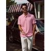 imagePJ PAUL JONES Mens Polo Shirts Short Sleeve Textured Casual Stylish Classic Button Polo T Shirt Stretchy Collared Golf ShirtsPink