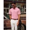 imagePJ PAUL JONES Mens Polo Shirts Short Sleeve Textured Casual Stylish Classic Button Polo T Shirt Stretchy Collared Golf ShirtsPink