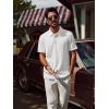 imagePJ PAUL JONES Mens Polo Shirts Short Sleeve Textured Casual Stylish Classic Button Polo T Shirt Stretchy Collared Golf ShirtsWhite
