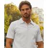 imagePJ PAUL JONES Mens Polo Shirts Short Sleeve Textured Casual Stylish Classic Button Polo T Shirt Stretchy Collared Golf ShirtsWhite