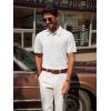 imagePJ PAUL JONES Mens Polo Shirts Short Sleeve Textured Casual Stylish Classic Button Polo T Shirt Stretchy Collared Golf ShirtsWhite