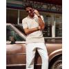 imagePJ PAUL JONES Mens Polo Shirts Short Sleeve Textured Polo T Shirt Summer Casual Knitted Golf ShirtApricot
