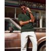 imagePJ PAUL JONES Mens Polo Shirts Short Sleeve Textured Polo T Shirt Summer Casual Knitted Golf ShirtArmy Green
