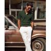 imagePJ PAUL JONES Mens Polo Shirts Short Sleeve Textured Polo T Shirt Summer Casual Knitted Golf ShirtArmy Green