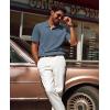 imagePJ PAUL JONES Mens Polo Shirts Short Sleeve Textured Polo T Shirt Summer Casual Knitted Golf ShirtDark Blue