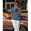 imagePJ PAUL JONES Mens Polo Shirts Short Sleeve Textured Polo T Shirt Summer Casual Knitted Golf ShirtDark Blue
