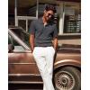 imagePJ PAUL JONES Mens Polo Shirts Short Sleeve Textured Polo T Shirt Summer Casual Knitted Golf ShirtDark Gray