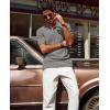 imagePJ PAUL JONES Mens Polo Shirts Short Sleeve Textured Polo T Shirt Summer Casual Knitted Golf ShirtGray