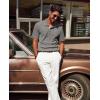 imagePJ PAUL JONES Mens Polo Shirts Short Sleeve Textured Polo T Shirt Summer Casual Knitted Golf ShirtGray