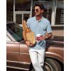 imagePJ PAUL JONES Mens Polo Shirts Short Sleeve Textured Polo T Shirt Summer Casual Knitted Golf ShirtGray Blue