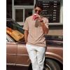 imagePJ PAUL JONES Mens Polo Shirts Short Sleeve Textured Polo T Shirt Summer Casual Knitted Golf ShirtKhaki