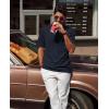 imagePJ PAUL JONES Mens Polo Shirts Short Sleeve Textured Polo T Shirt Summer Casual Knitted Golf ShirtNavy Blue
