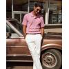 imagePJ PAUL JONES Mens Polo Shirts Short Sleeve Textured Polo T Shirt Summer Casual Knitted Golf ShirtPink