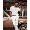 imagePJ PAUL JONES Mens Polo Shirts Short Sleeve Textured Polo T Shirt Summer Casual Knitted Golf ShirtWhite