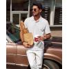 imagePJ PAUL JONES Mens Polo Shirts Short Sleeve Textured Polo T Shirt Summer Casual Knitted Golf ShirtWhite