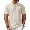 imagePJ PAUL JONES Mens Polo Shirts Short Sleeve Textured Casual Stylish Classic Button Polo T Shirt Stretchy Collared Golf ShirtsApricot